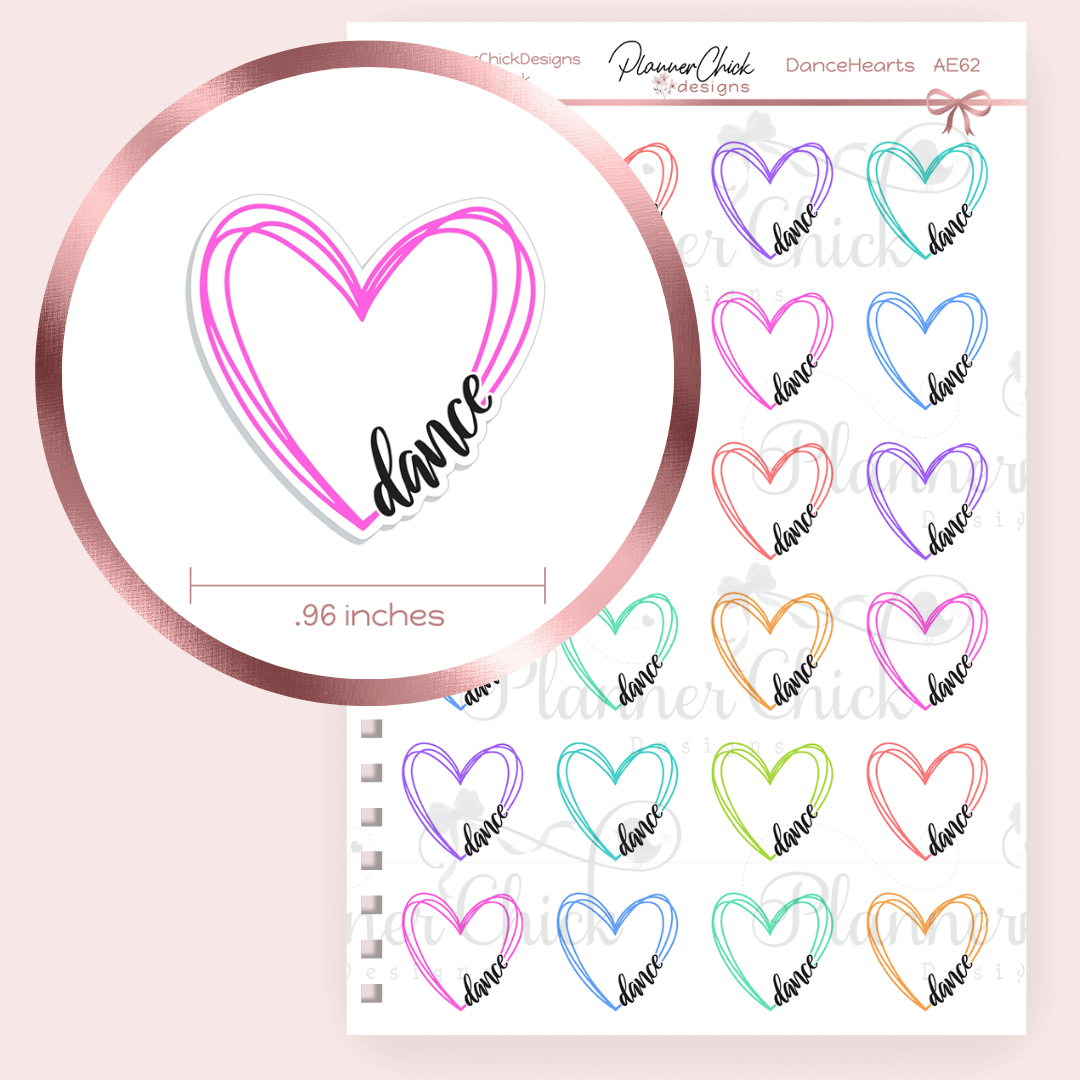 Dance Hearts Planner Stickers