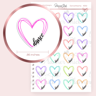 Dance Hearts Planner Stickers