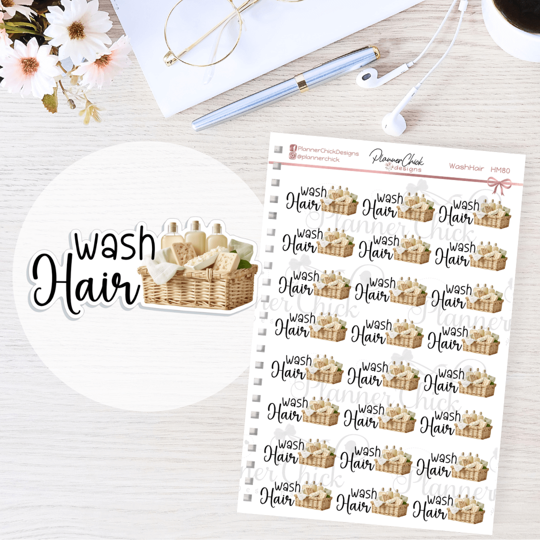 Wash Hair Planner Stickers