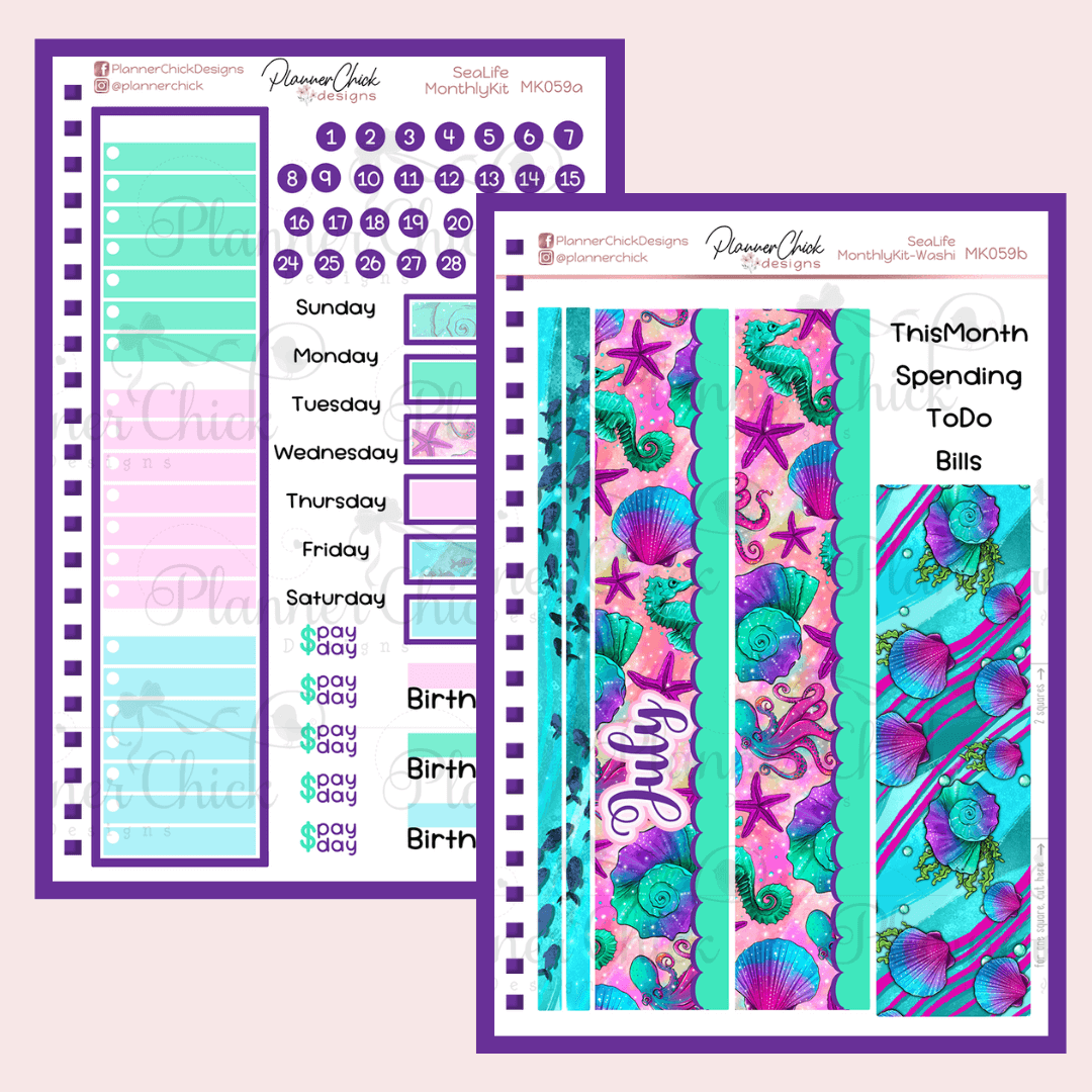 Monthly & Dashboard Kits ~ Sea Life (for July)