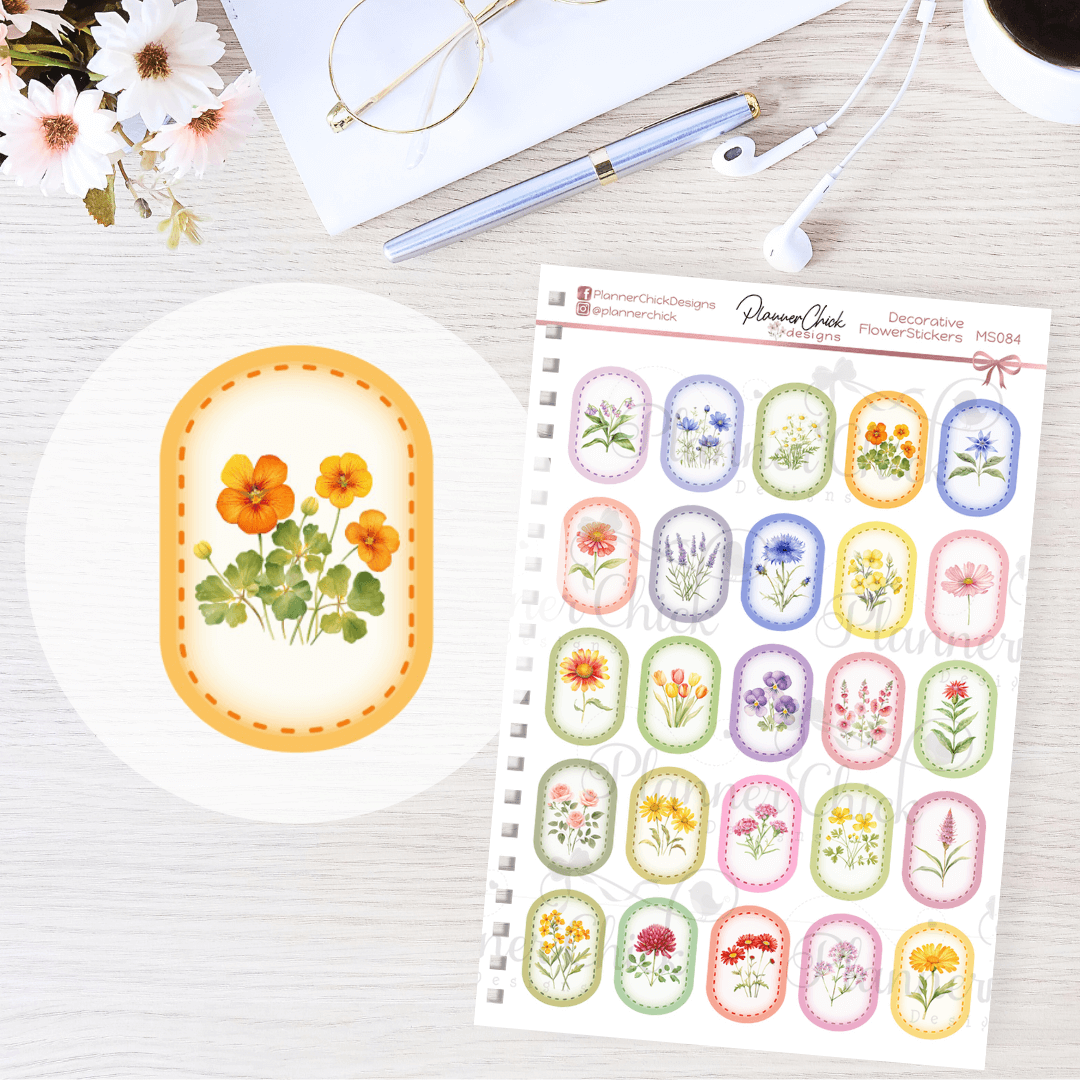 Decorative Flower Planner Stickers