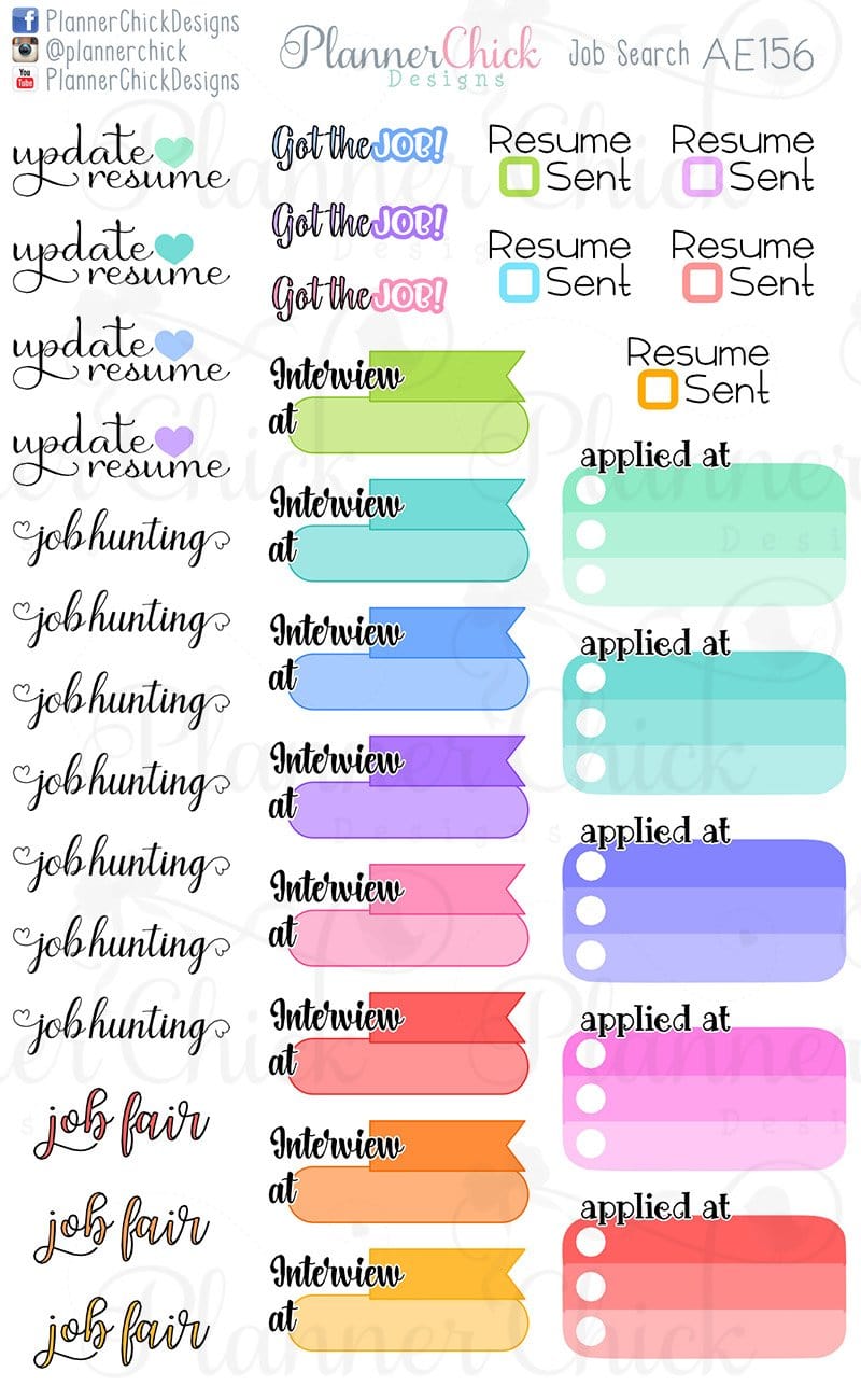 Job Search Planner Stickers