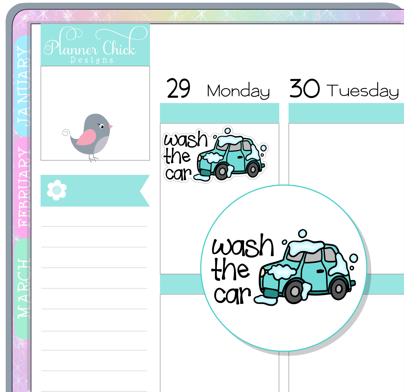 Wash the Car Planner Stickers – PlannerChickDesigns
