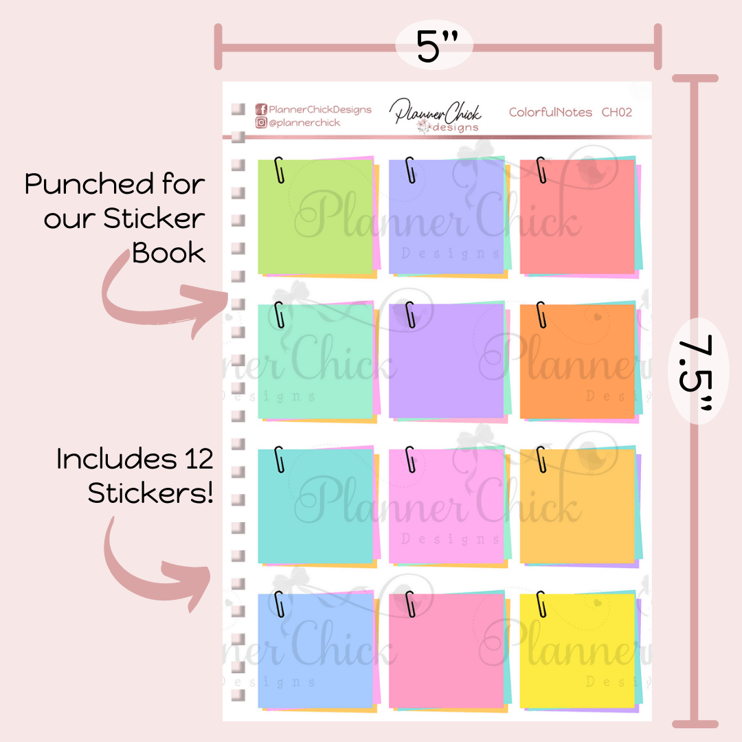 Colorful Note Paper Planner Stickers