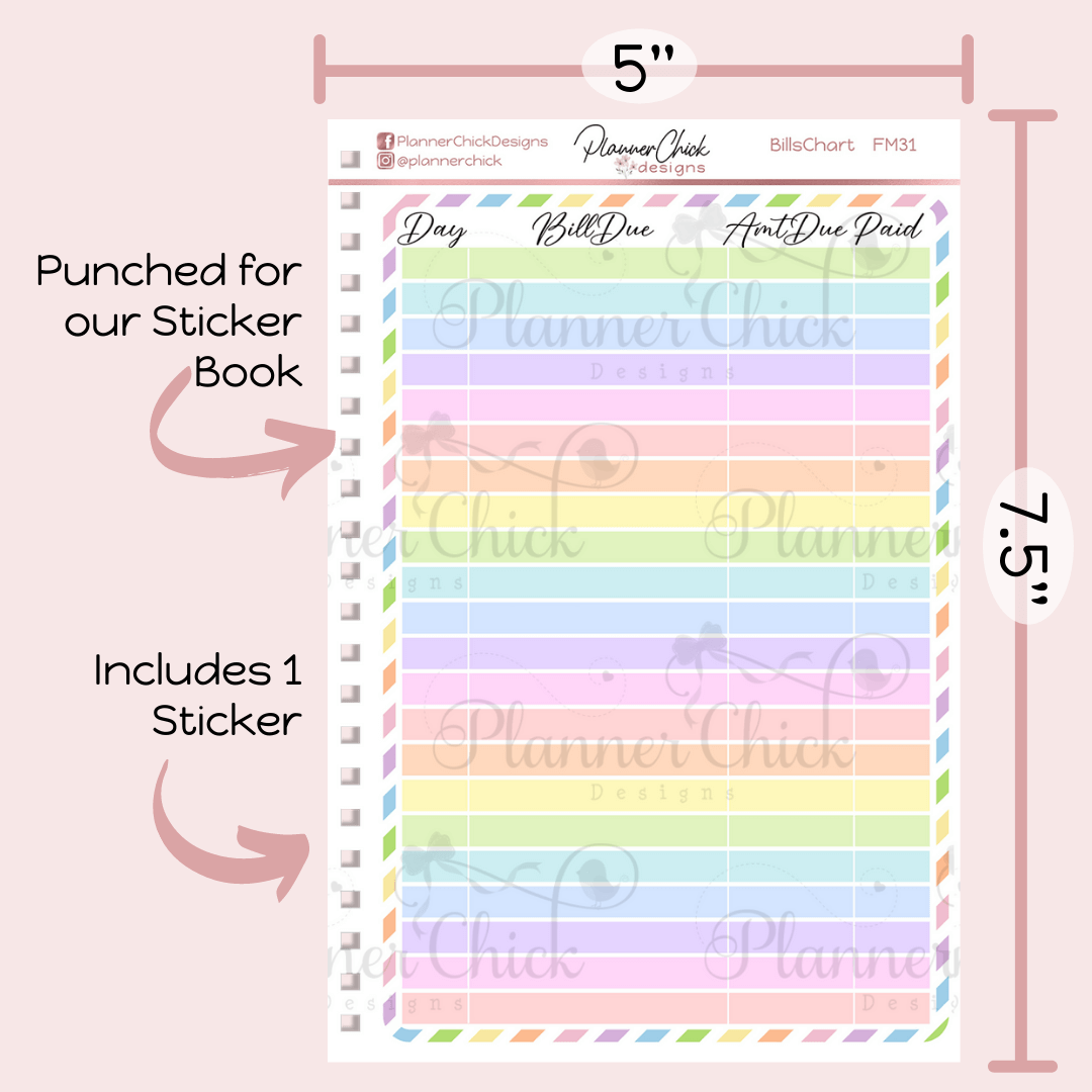 Bills Chart Giant Sticker