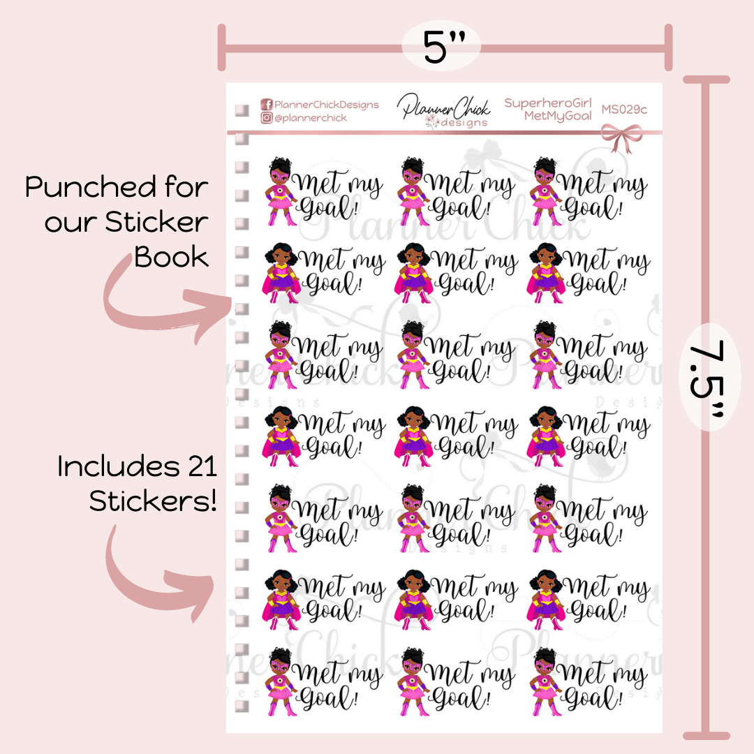 Superhero Girl Met My Goal Planner Stickers