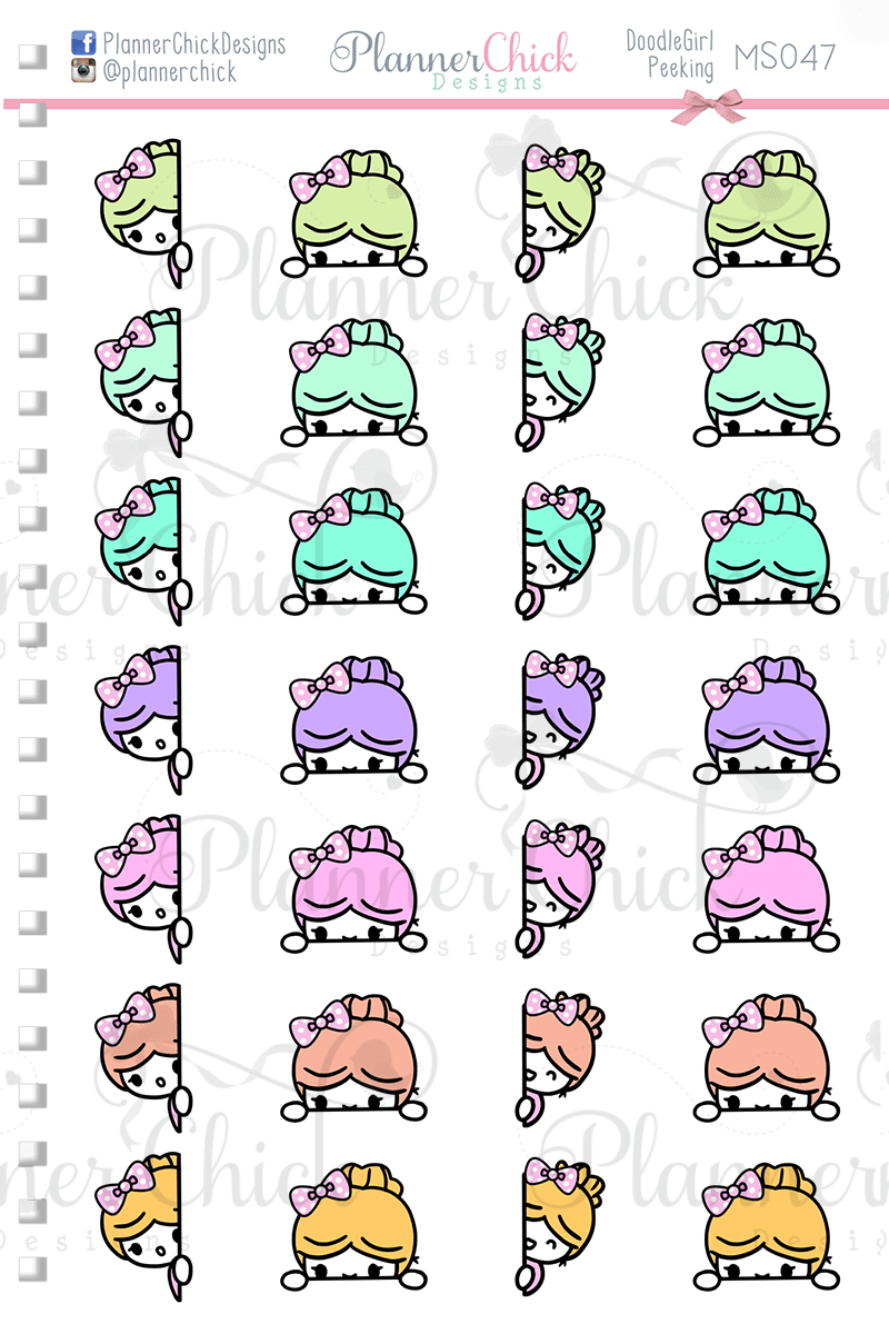 Doodle Girl ~ Peeking Planner Stickers