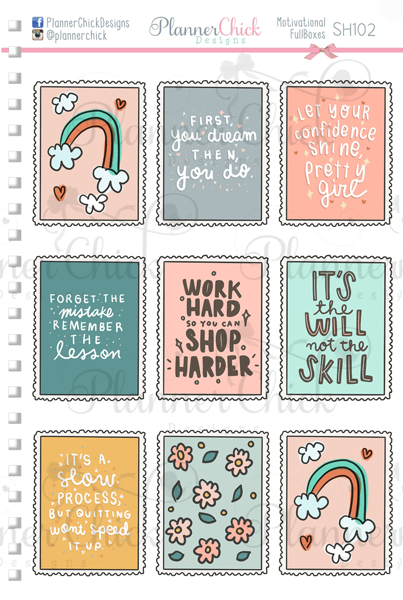 Doodle Motivational Stamps Planner Stickers