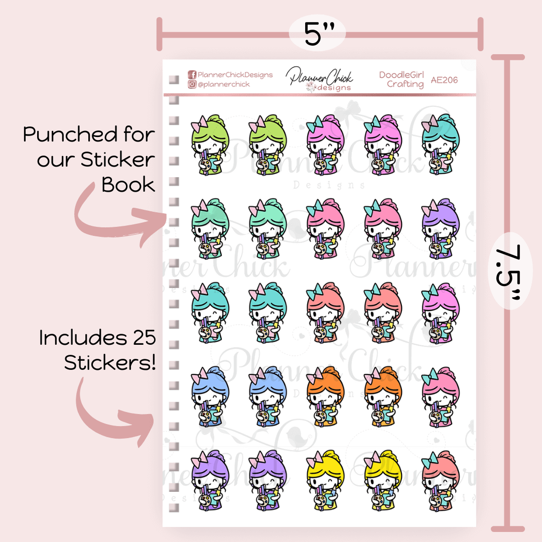 Doodle Girl ~ Crafting Planner Stickers