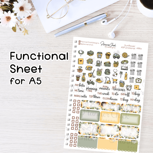 Sunflower ~ A5 Functional Stickers