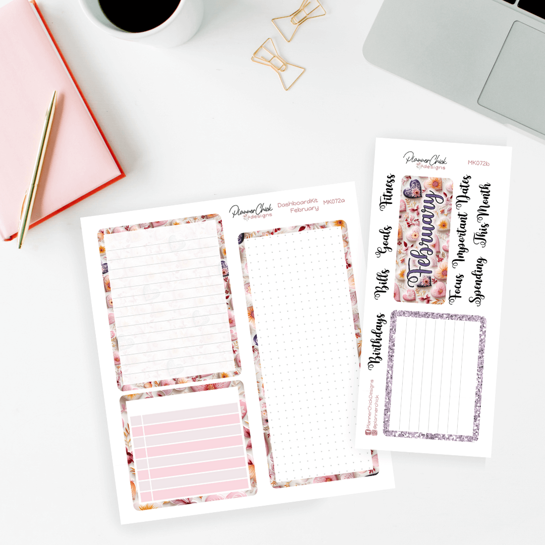 Monthly & Dashboard Kits ~ Porcelain Hearts (for February)