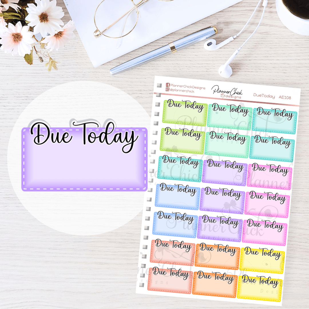 Due Tomorrow Sticker Due Today Planner Stickers – PlannerChickDesigns