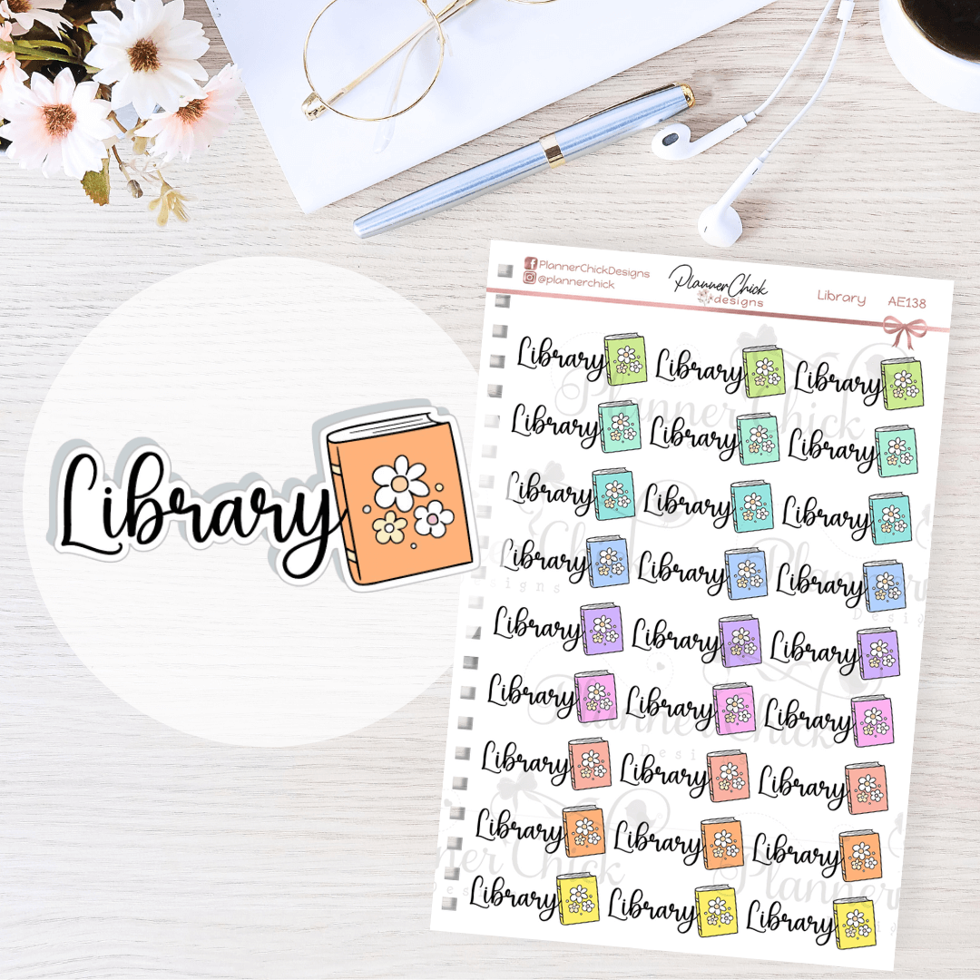 Design For Library Sticker Library Planner Stickers – PlannerChickDesigns