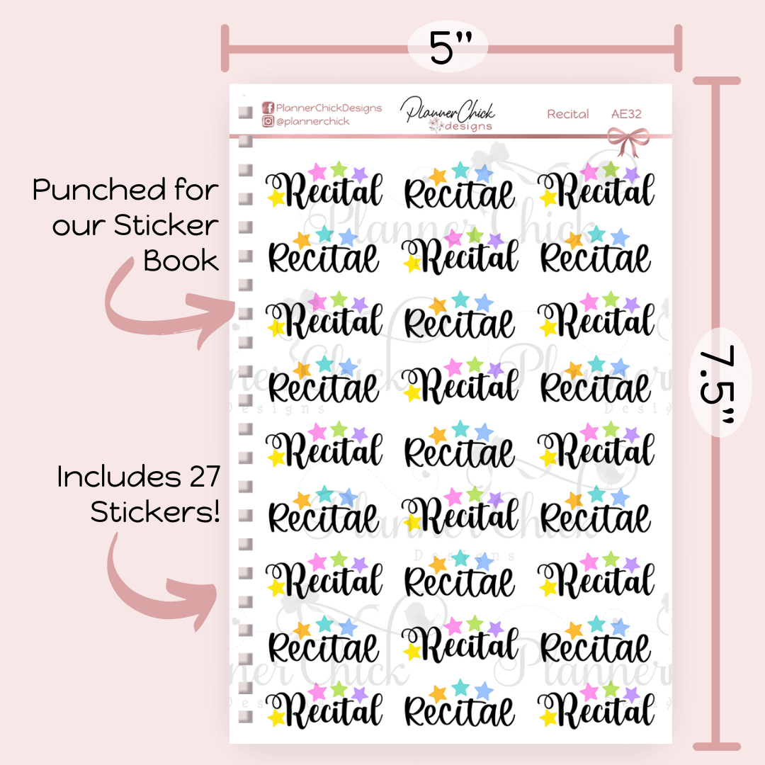 Recital Planner Stickers