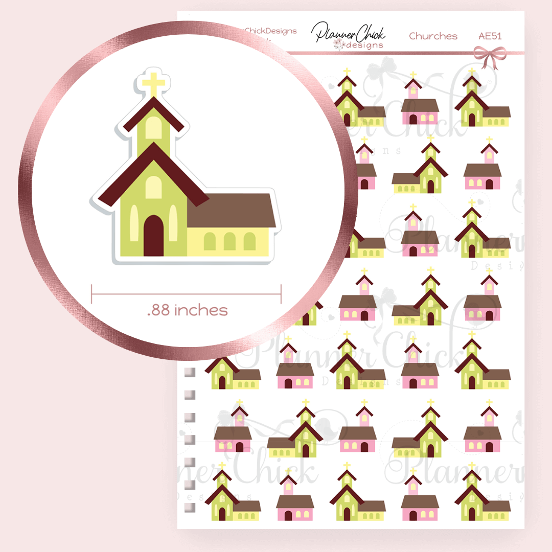 Churches Planner Stickers PlannerChickDesigns