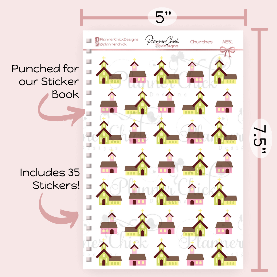 Churches Planner Stickers PlannerChickDesigns