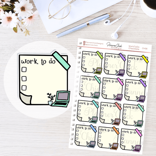 Doodle Work To Do Planner Stickers