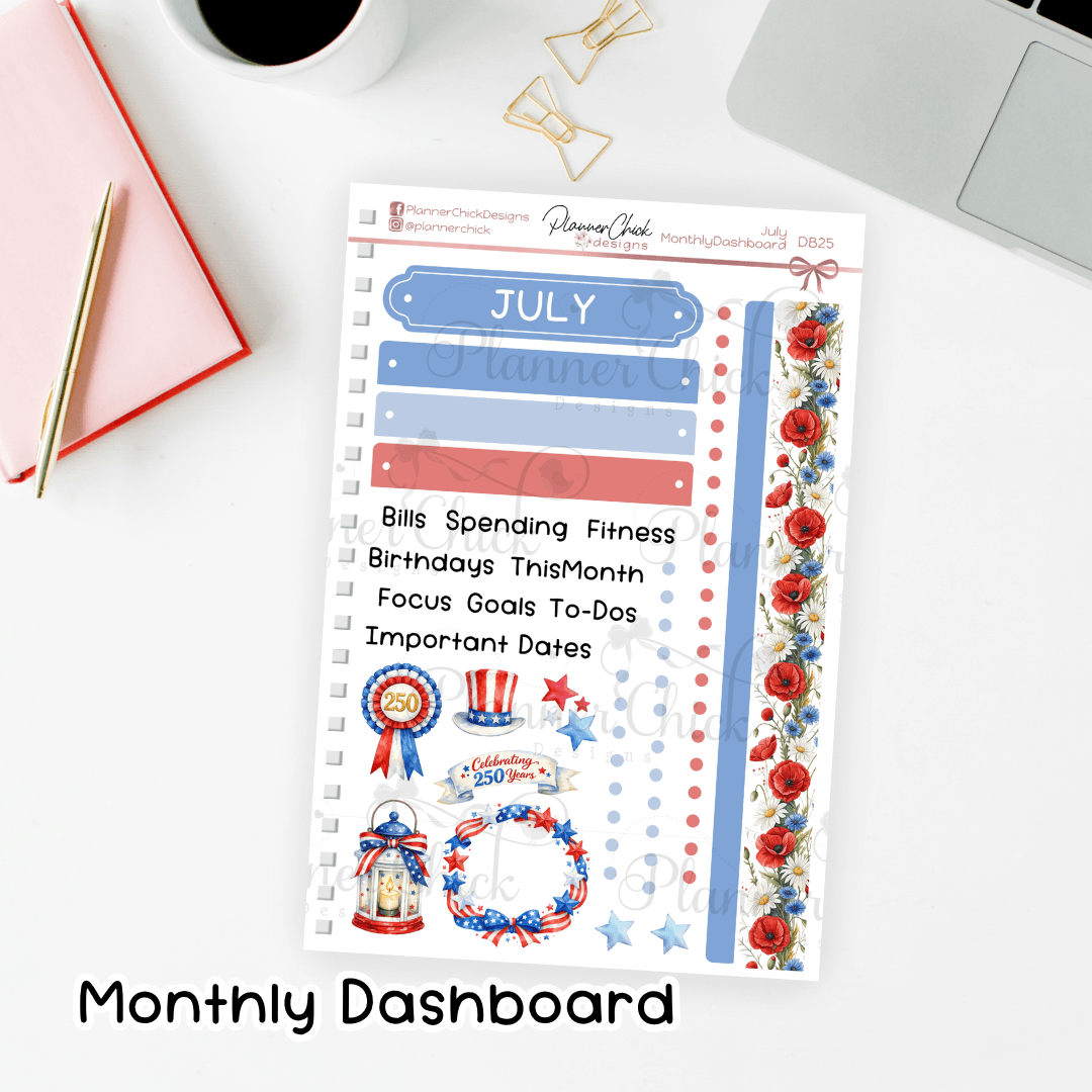 Monthly Dashboard Kit for 7x9" ~ July