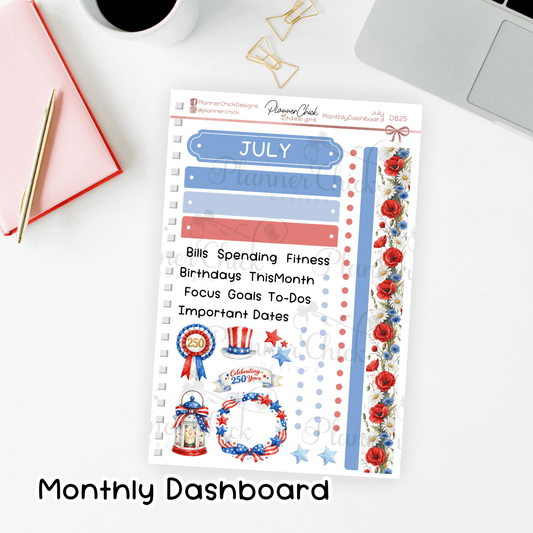 Monthly Dashboard Kit for 7x9" ~ July