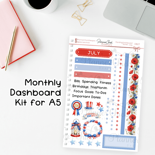 Monthly Dashboard Kit for A5 ~ July