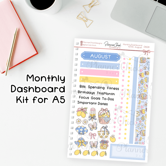 Monthly Dashboard Kit for A5 ~ August