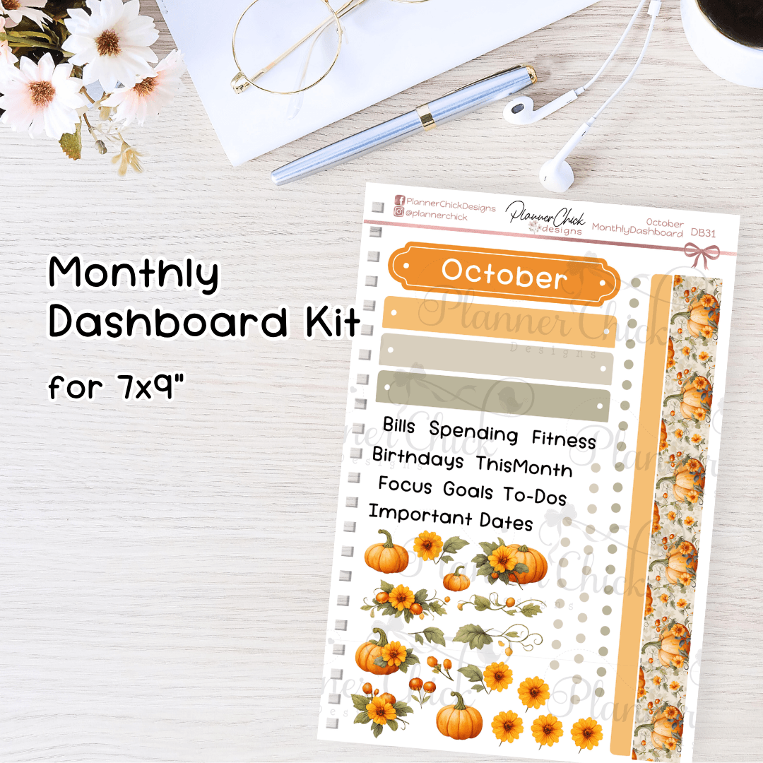 Monthly Dashboard Kit for 7x9" ~ October