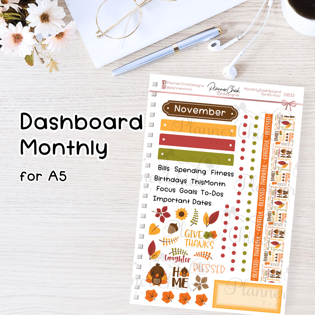 Monthly Dashboard Kit for A5 ~ November