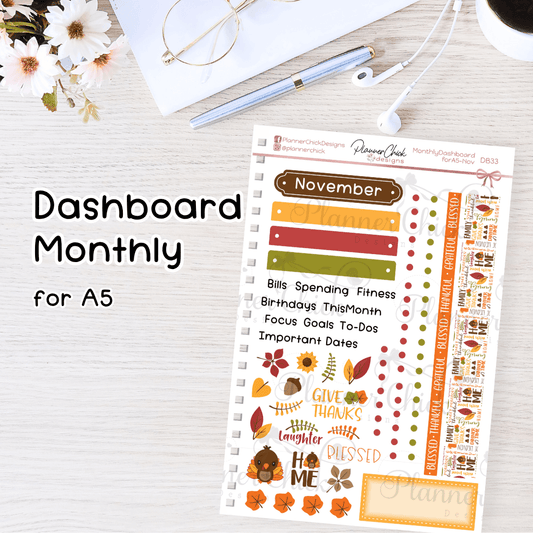 Monthly Dashboard Kit for A5 ~ November