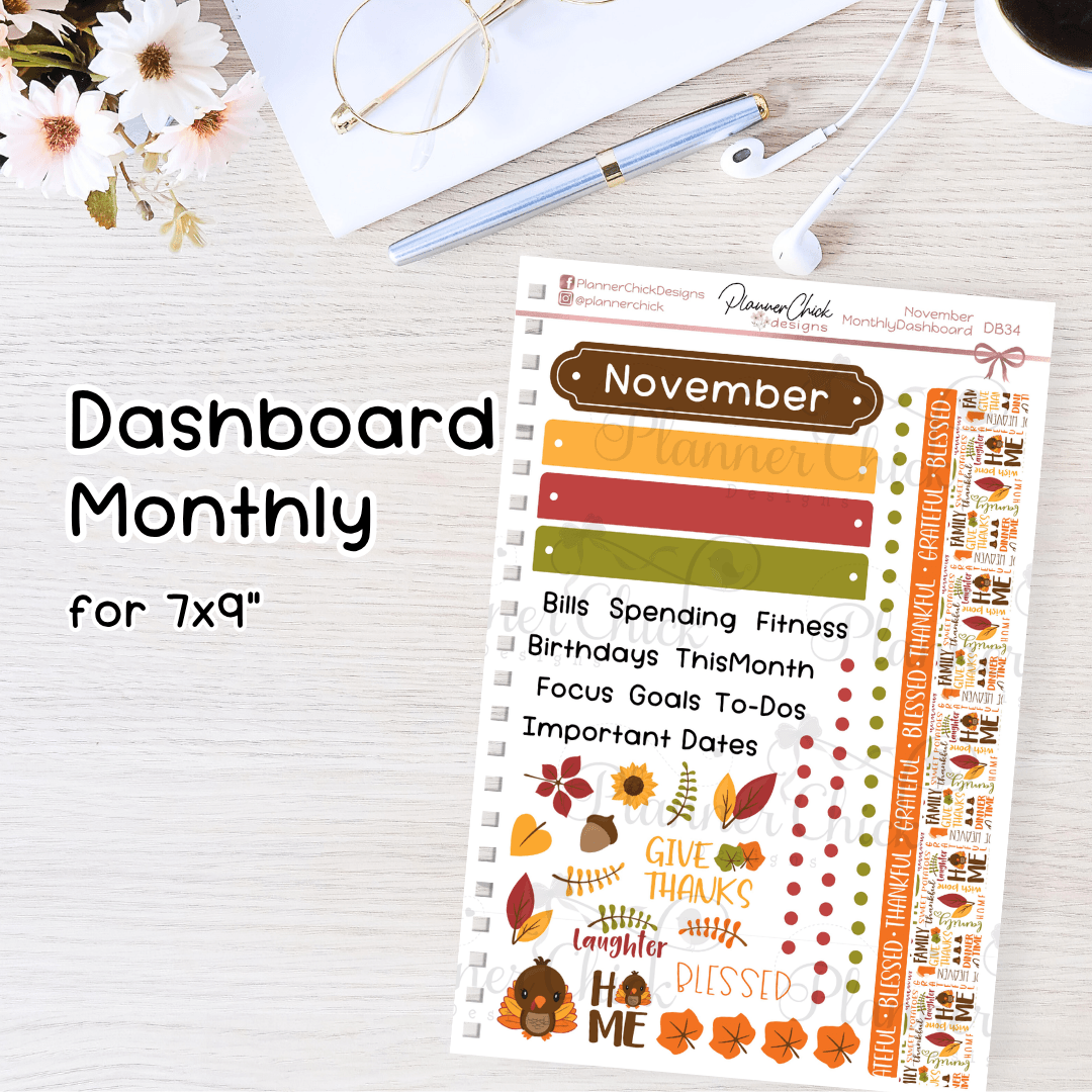 Monthly Dashboard Kit for 7x9" ~ November