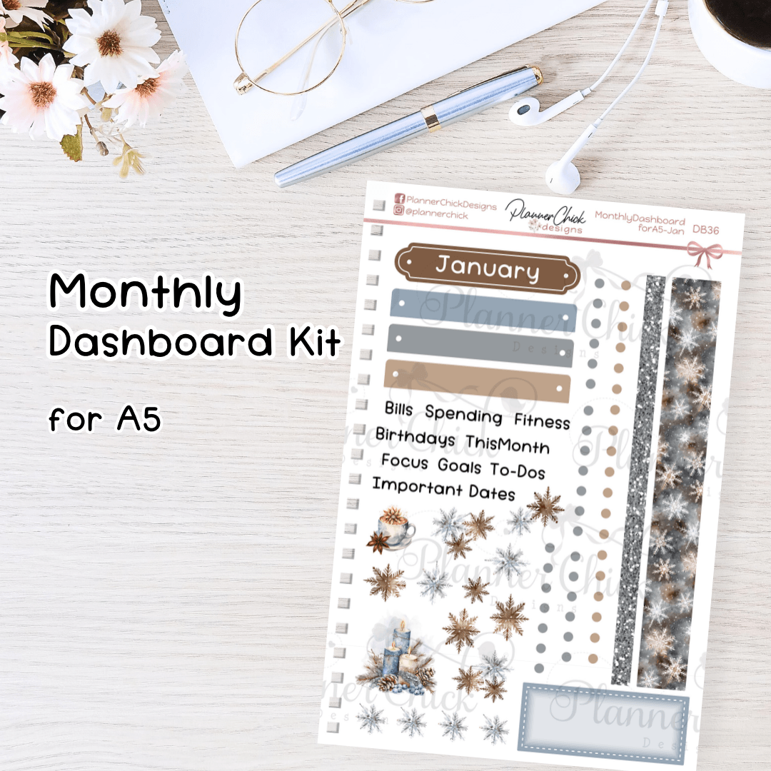 Monthly Dashboard Kit for A5 ~ January