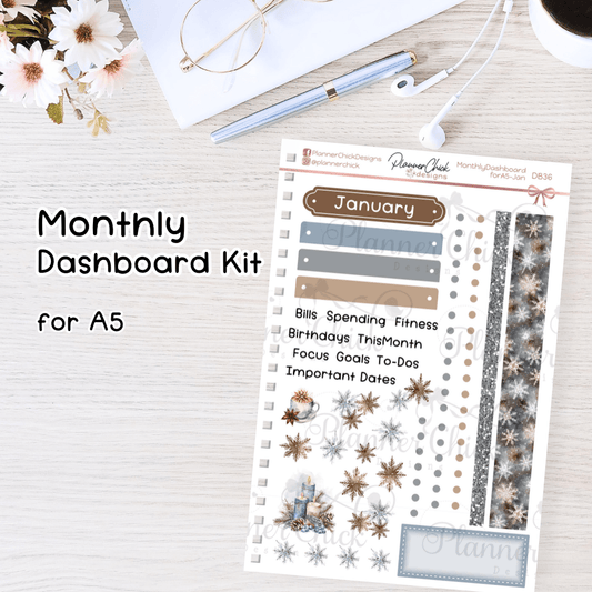 Monthly Dashboard Kit for A5 ~ January