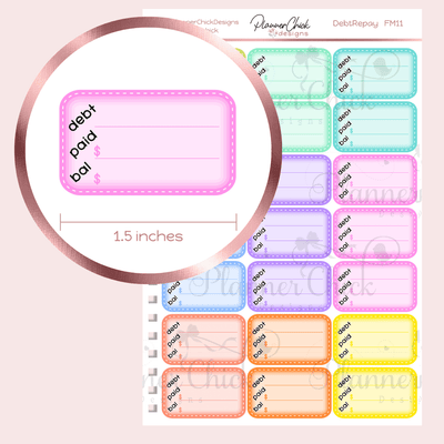 Debt Trackers Planner Stickers