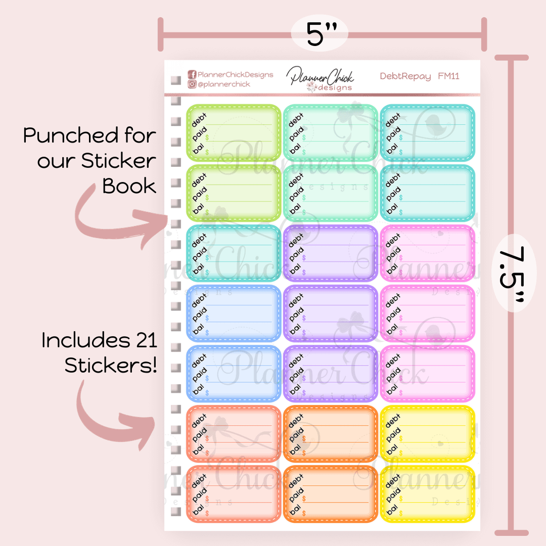 Debt Trackers Planner Stickers