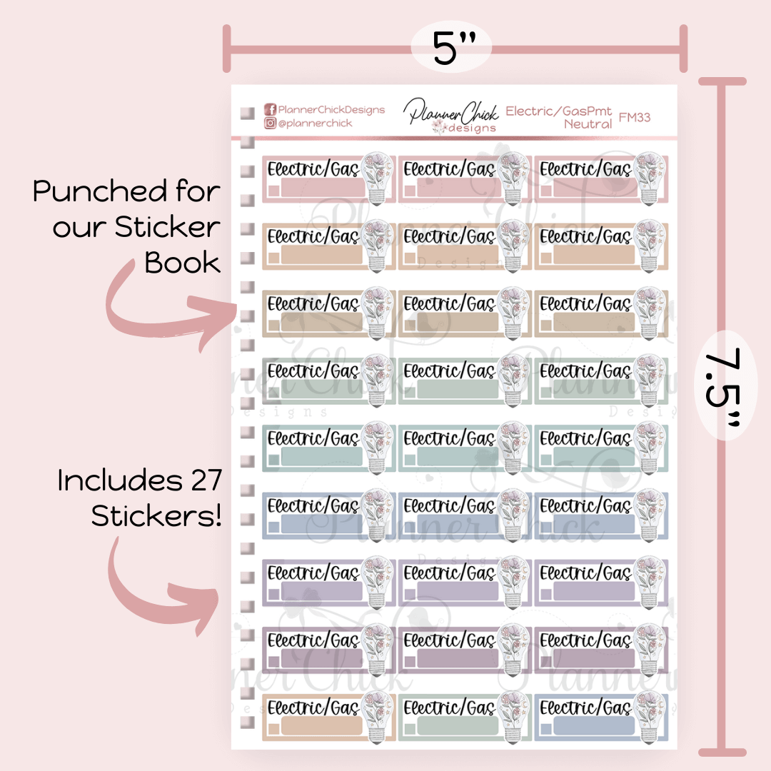 Electricity/Gas Payment Planner Stickers