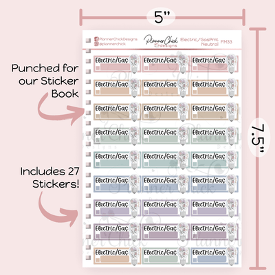Electricity/Gas Payment Planner Stickers