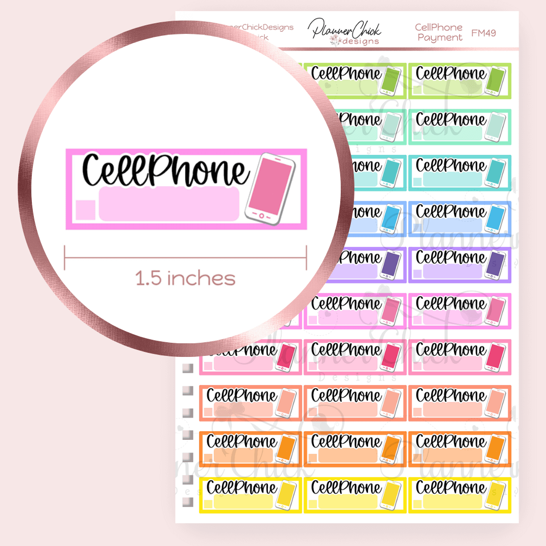 Cell Phone Payment Planner Stickers