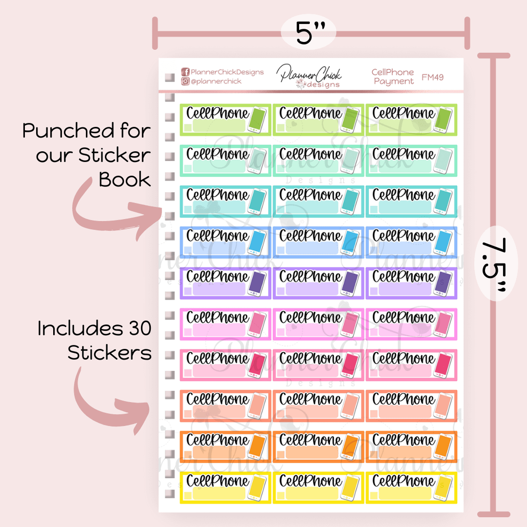 Cell Phone Payment Planner Stickers