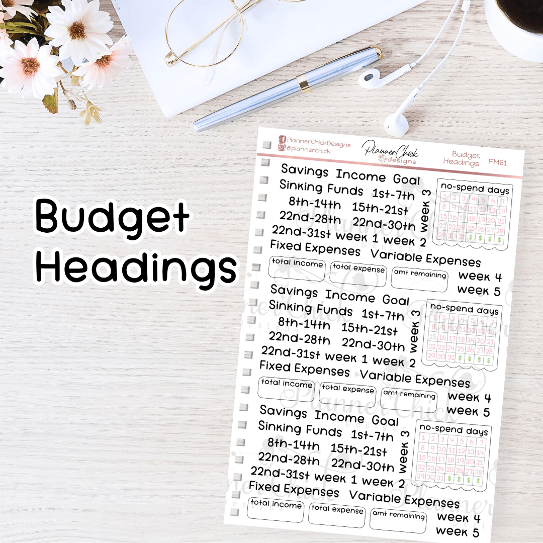 Monthly Budget Headers