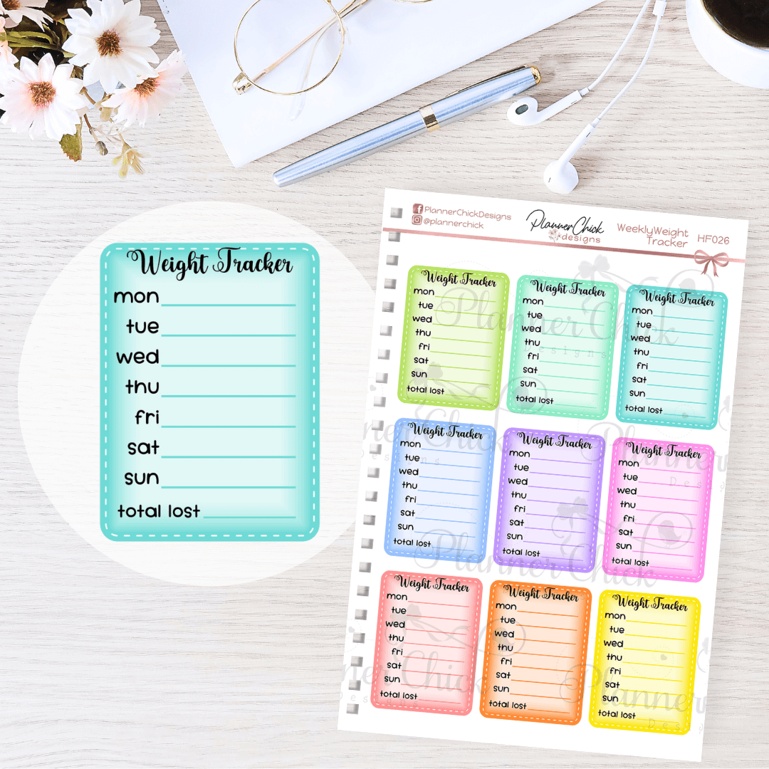 Weekly weight tracker plannerchickdesigns