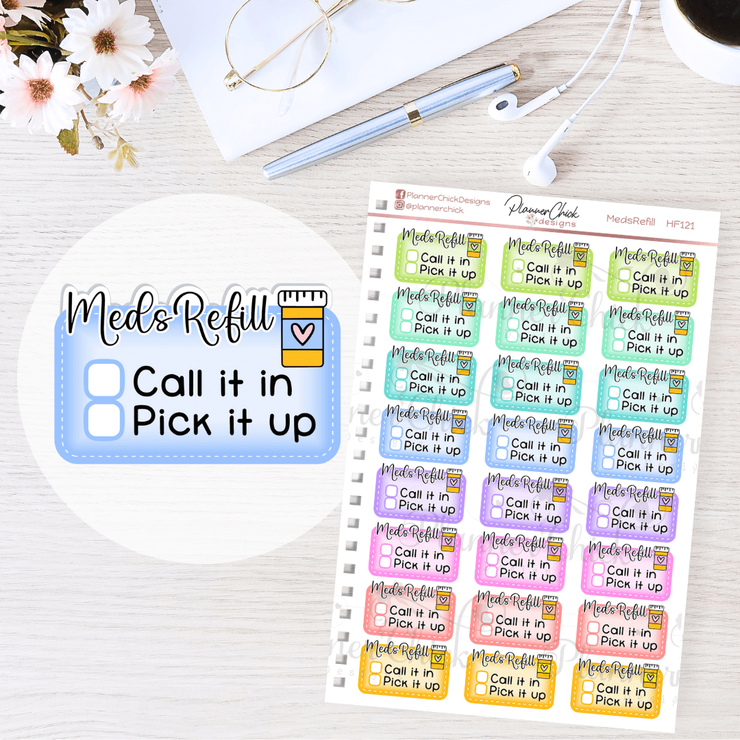 Medication Refill Reminders PlannerChickDesigns