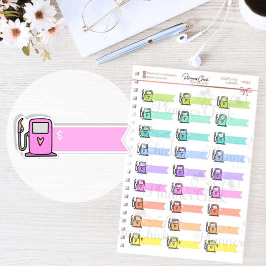 Gas Pump Labels Planner Stickers