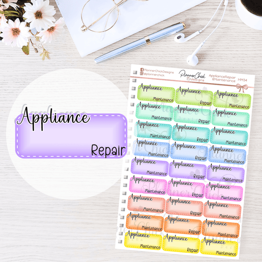 Appliance Repair & Maintenance Planner Stickers