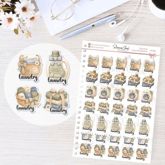 Neutral Laundry Planner Stickers