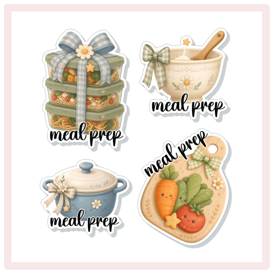 Neutral Meal Prep Planner Stickers