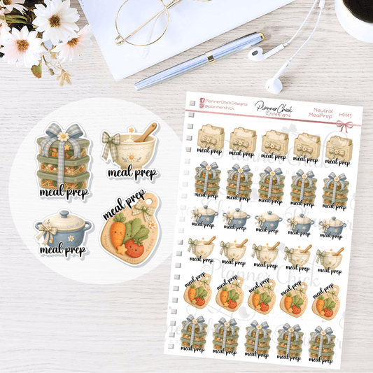 Neutral Meal Prep Planner Stickers