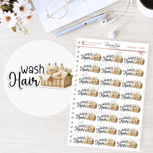 Wash Hair Planner Stickers