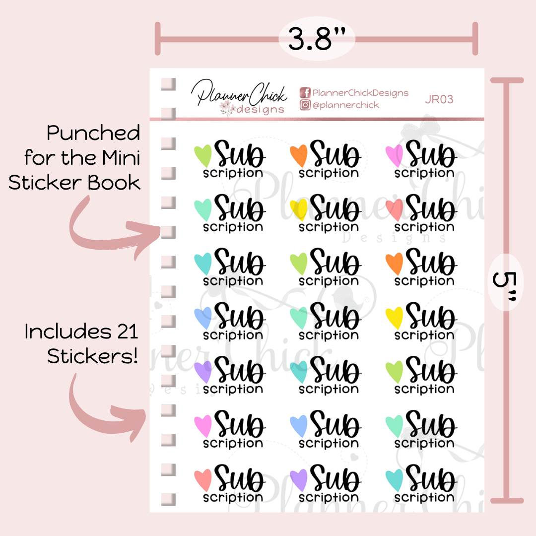 Subscription ~ Mini Stickers – PlannerChickDesigns