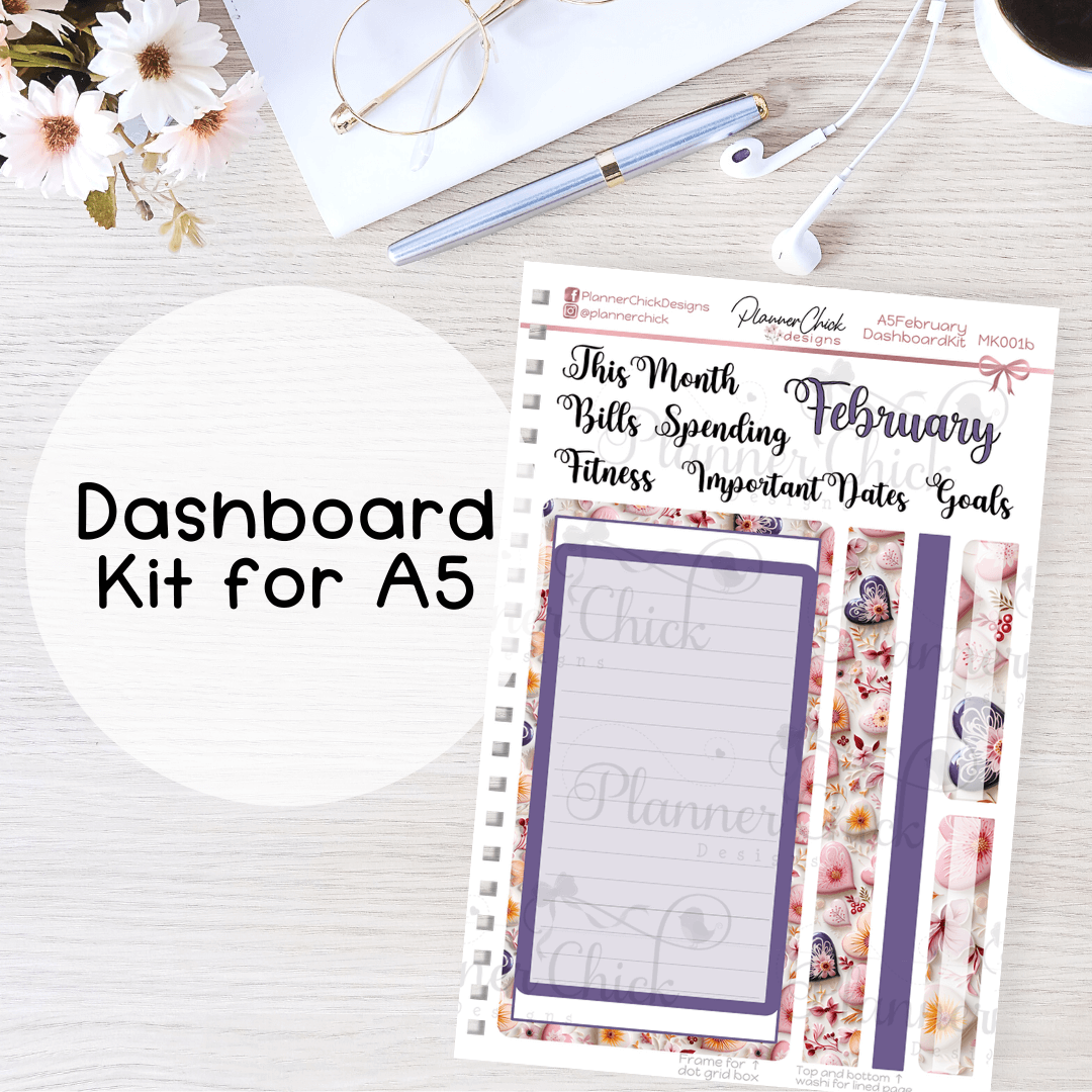 Monthly & Dashboard Kits ~ Porcelain Hearts (for February)