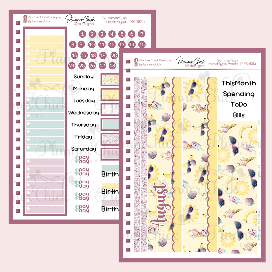 Monthly & Dashboard Kits ~ Summer Sun (for August)