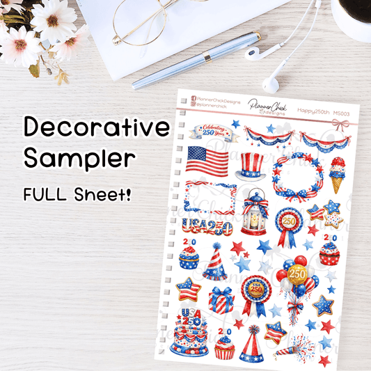 Happy 250th ~ Decorative Sampler (FULL SHEET!)